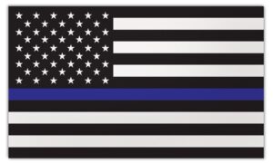 Police Thin Blue Line Black and White American Flag Accent Magnet