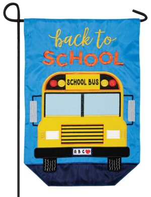 School Bus 2-Sided Applique Garden Flag Front