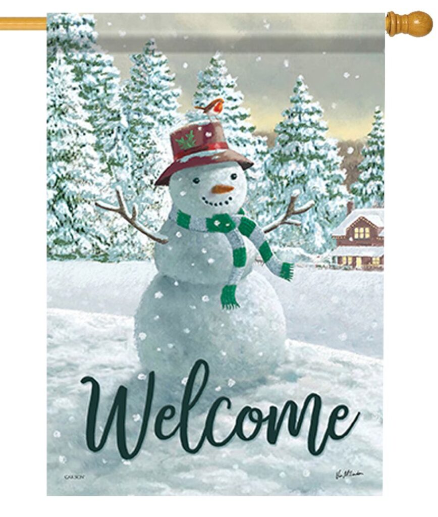Happy Snowman House Flag I AmEricas Flags happy-snowman-house-flag-i-americas-flags