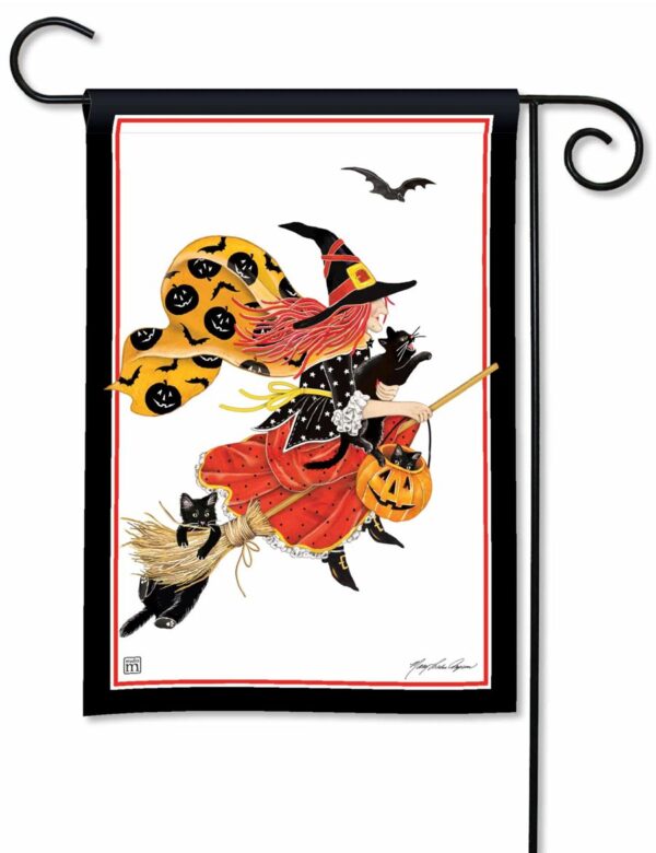Flying Witch Garden Flag