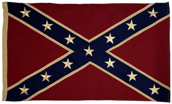 Vintage Tea Stained Rebel Confederate Battle Flag 3x5 Sewn Cotton