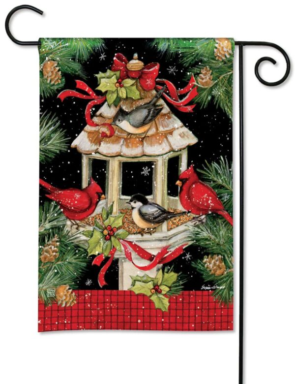 Christmas Bird Feeder Garden Flag - I AmEricas Flags