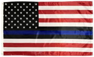 Police Thin Blue Line Red Stripes American 3x5 Flag - 150 Denier Nylon