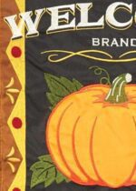 Welcome Pumpkin Double Applique House Flag Detail 1