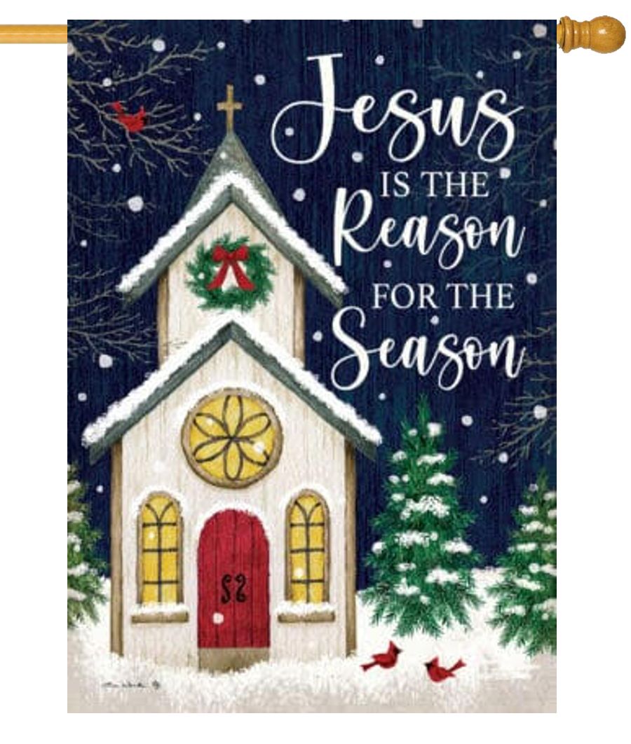 Christmas Church House Flag I AmEricas Flags