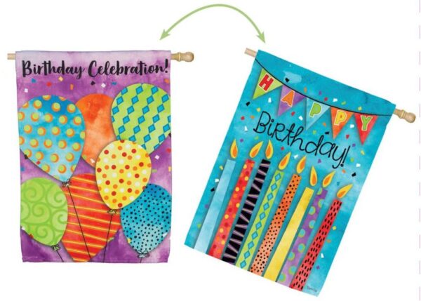 Birthday Celebration 2 Sided Suede Reflections House Flag