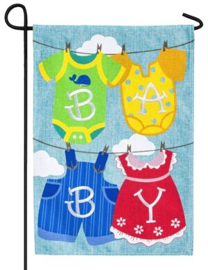 Burlap Baby Clothesline Decorative Garden Flag