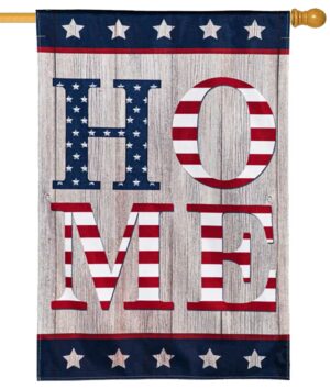 Burlap Patriotic Stacked HOME Decorative House Flag