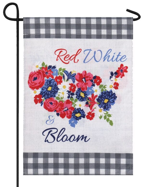 Burlap Red White and Bloom Decorative Garden Flag