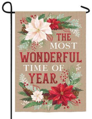 Burlap The Most Wonderful Time of Year Garden Flag