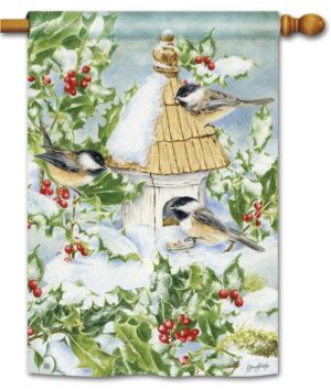Chickadees and Holly House Flag
