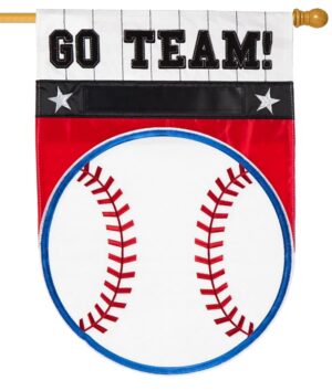 Go Team Baseball Applique House Flag