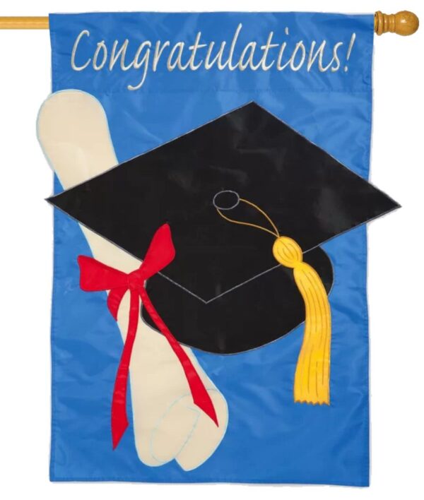 Graduation Congratulations Applique House Flag