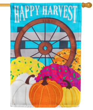 Happy Harvest Wagon Wheel Applique House Flag