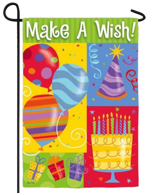Make A Birthday Wish Suede Reflections Garden Flag