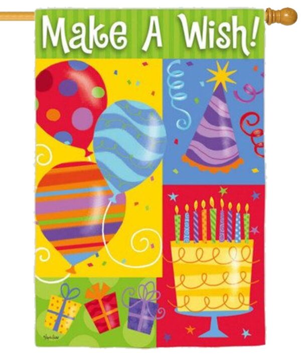 Make A Birthday Wish Suede Reflections House Flag