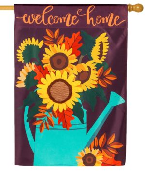 Sunflower Watering Can Decorative House Flag