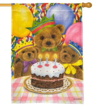 Teddies Birthday House Flag