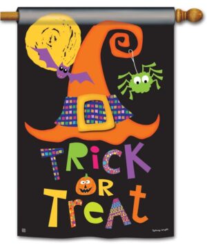 Trick or Treat Witches Hat House Flag