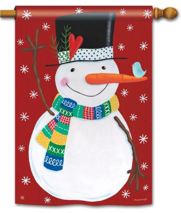 Winter Happiness Snowman House Flag