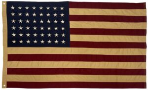 48 Star Vintage Tea Stained American Flag 3x5 Sewn Cotton