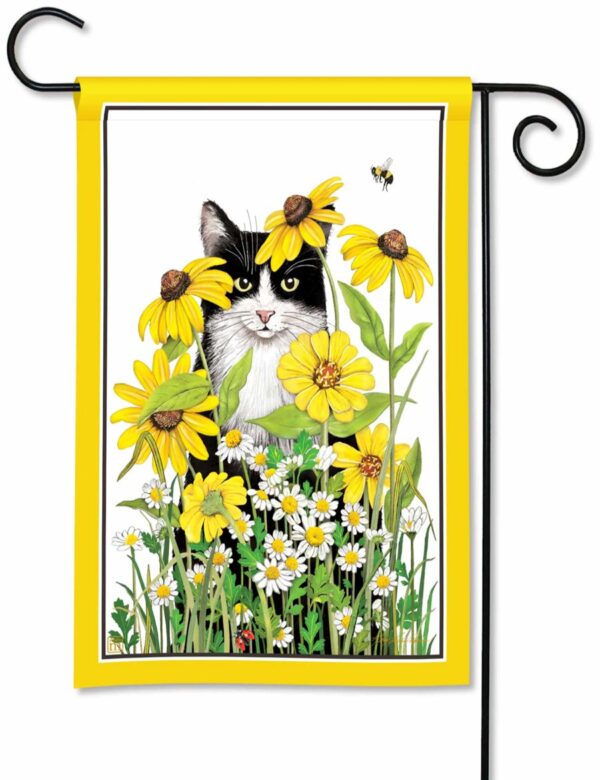 Cat In Sunflowers Garden Flag