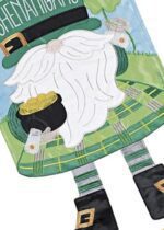Crazy Legs Gnome Here for the Shenanigans Double Applique Garden Flag Detail 1