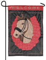 Horse with Rose Horseshoe Double Applique Garden Flag