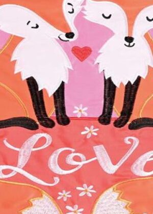 Love Foxes Double Applique Garden Flag Detail 2