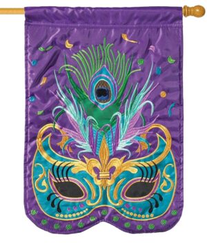 Mardi Gras Mask Double Applique House Flag