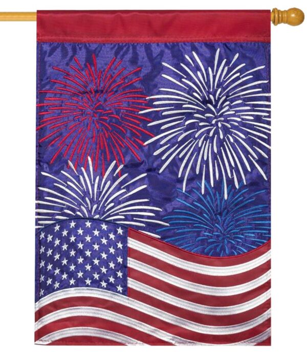 Patriotic Fireworks Double Applique House Flag - I AmEricas Flags