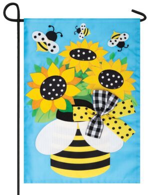 Sunflowers and Bees Applique Garden Flag