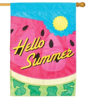 Watermelon Hello Summer Double Applique House Flag