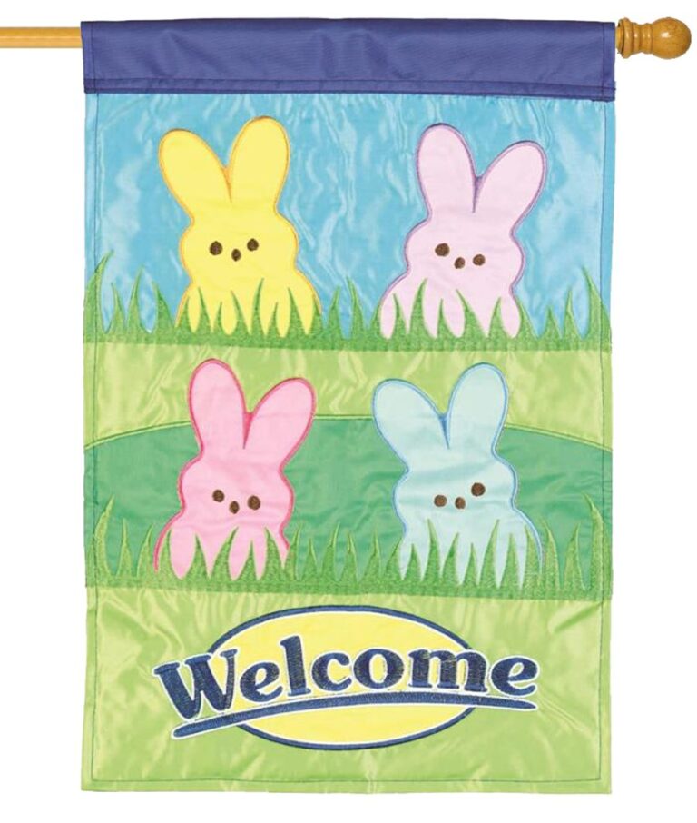 Welcome Bunnies Double Applique House Flag - I AmEricas Flags