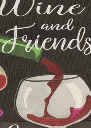 Welcome Wine and Friends Double Applique Garden Flag Detail 2