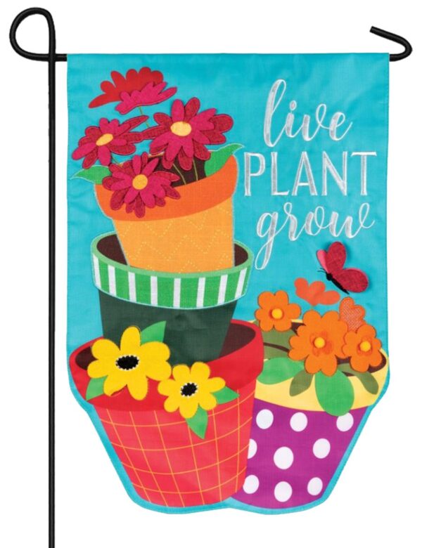 Live Plant Grow Double Applique Garden Flag