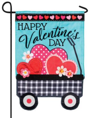 Valentine's Love Wagon Double Applique Garden Flag