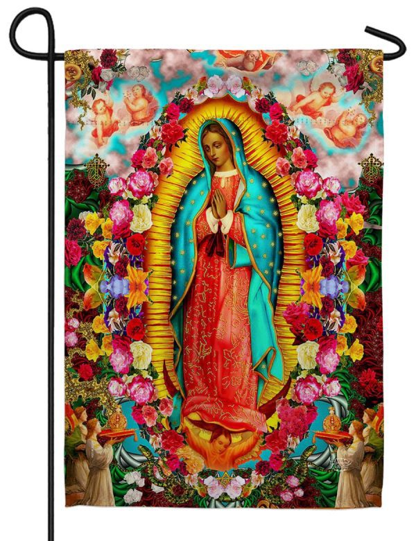 Bandiera Rettangolare 12x18 Cm Vergine Di Guadalupe Per Auto Barca Giardino In Poliestere