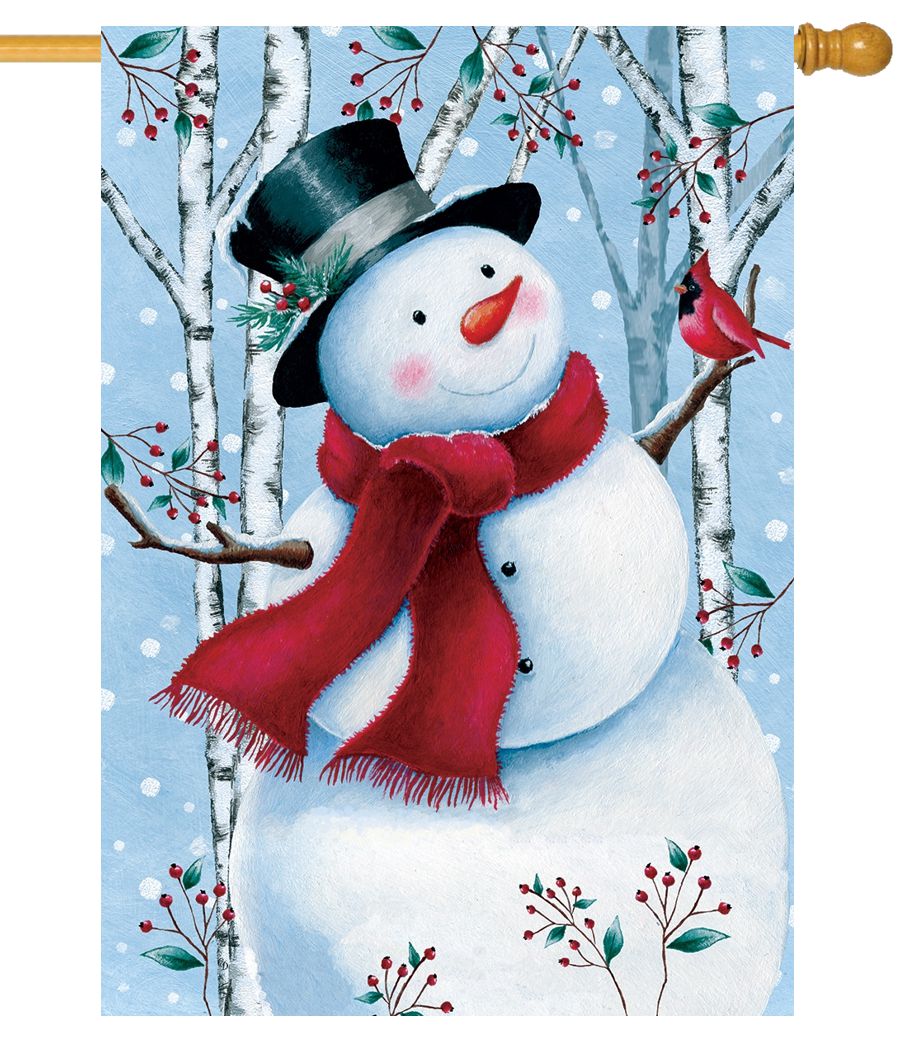 Top Hat Snowman House Flag - I AmEricas Flags