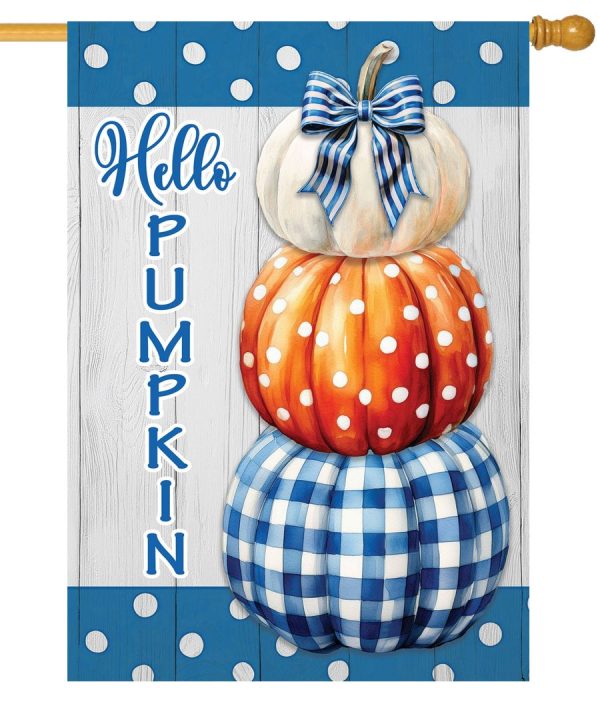 Gingham Pumpkin Stack House Flag - I AmEricas Flags