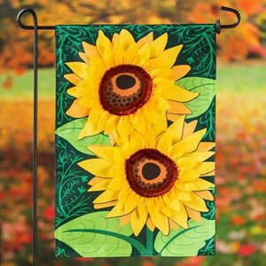 Pumpkin Floral and Fall Leaves Garden Flags